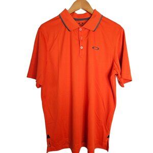 Oakley Polo 3 Button Short Sleeve Shirt Regular Fit Men Size Large  Orange